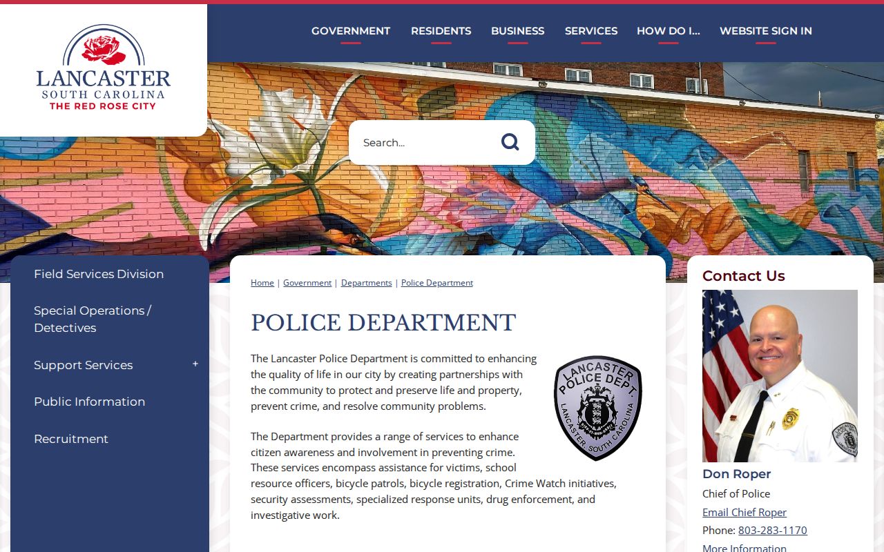 Lancaster Police Department records page for Lancaster arrest record requests