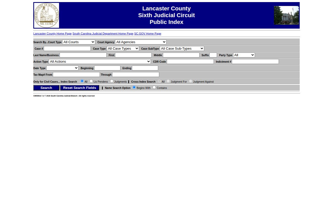 Lancaster County official trial court search for booking case disposition